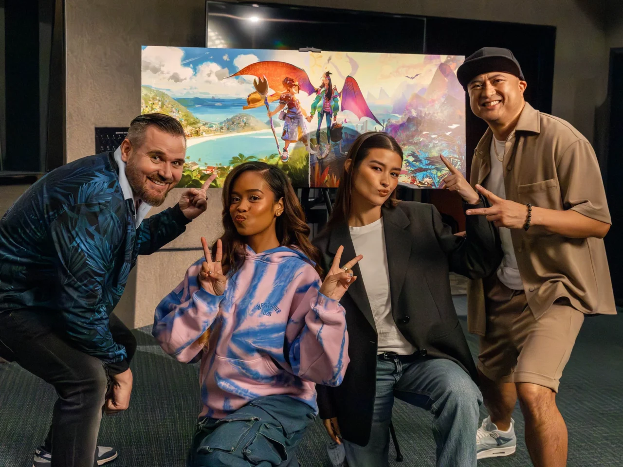 Forgotten Island directors Joel Crawford and Januel Mercado with stars H.E.R. and Liza Soberano